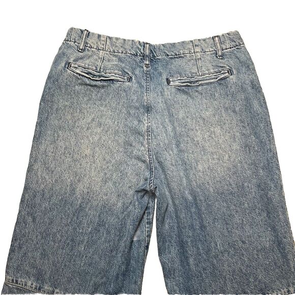 Free People Rory Slim Straight Jeans Wo's 30 Tab Cuff Hems Seamed Button Pockets - Picture 9 of 16